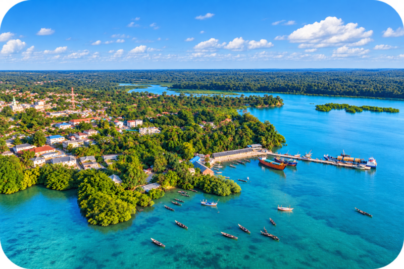 Areal View of Chake Chake, the administrative Capitol of Pemba
