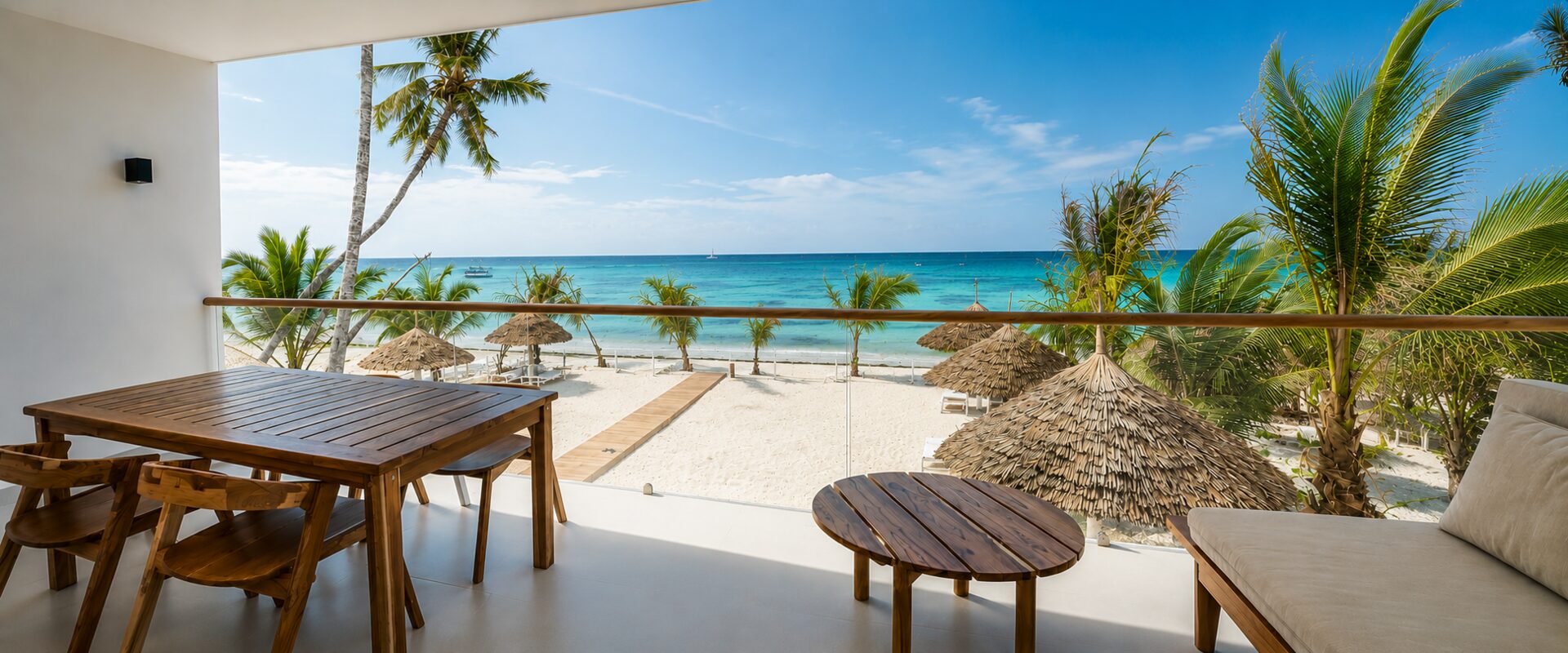 Beachfront terrace of a Zanzibar apartment